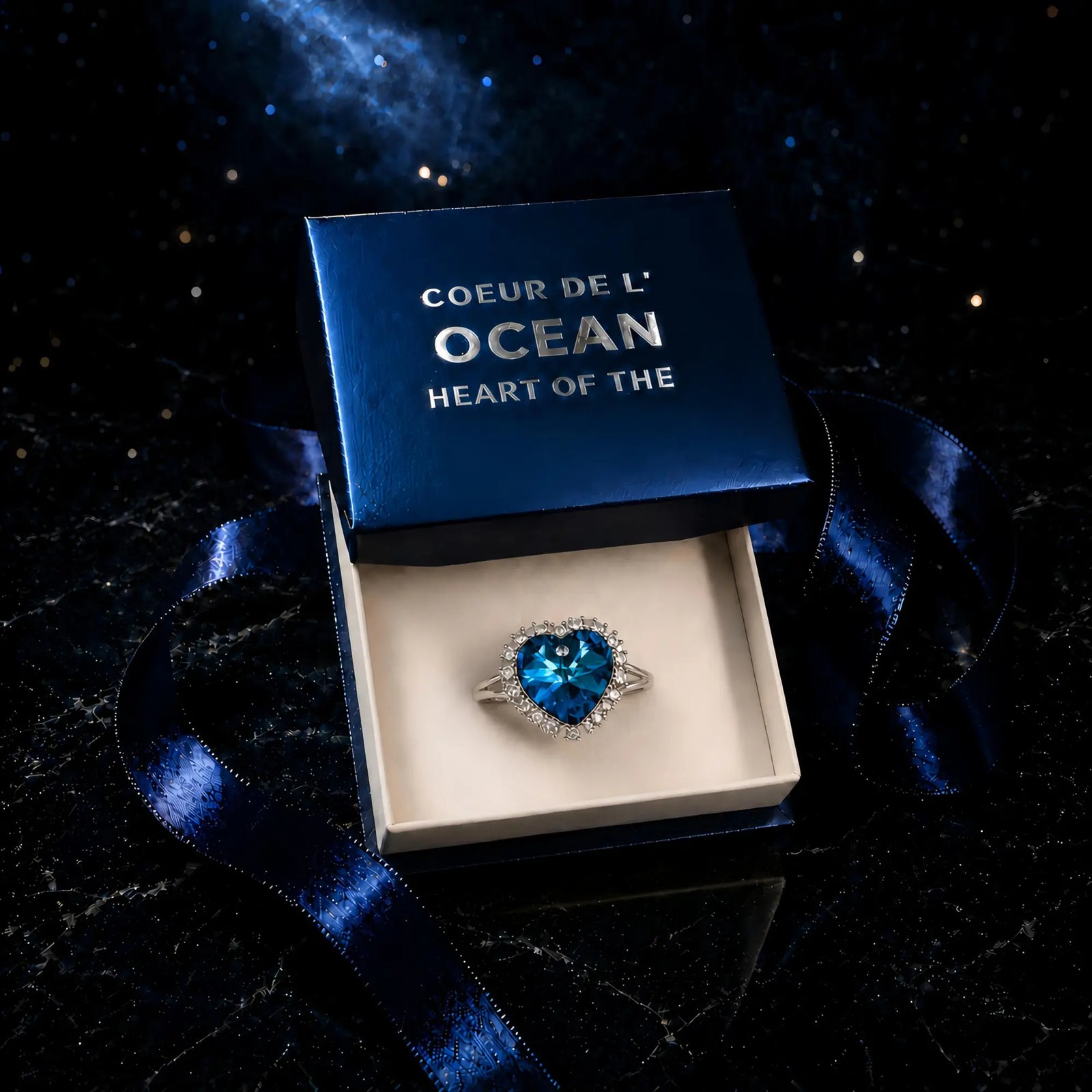 Bague Coeur de l'Océan dans son écrin cadeau