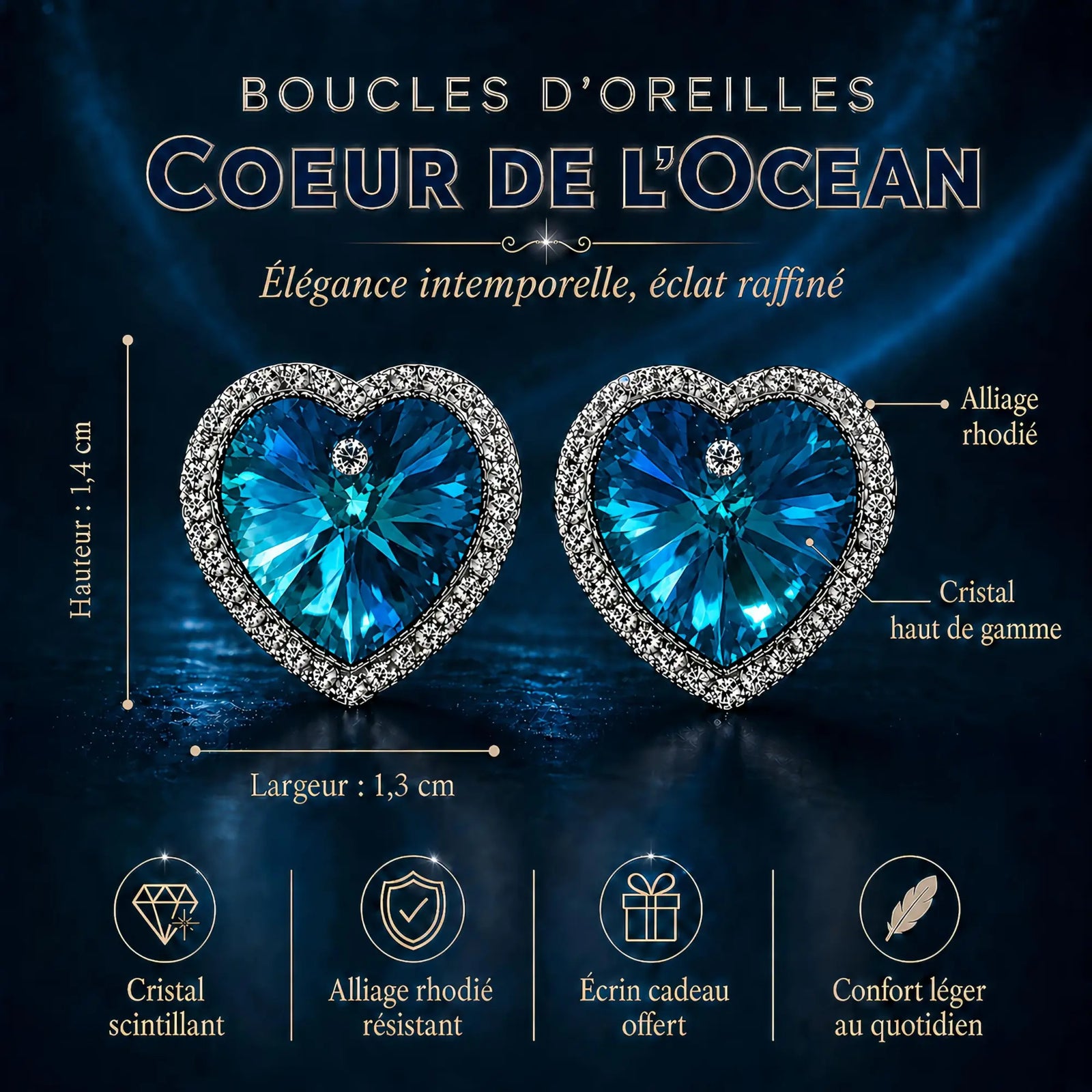 Boucles d'Oreilles Titanic Coeur de l'Océan