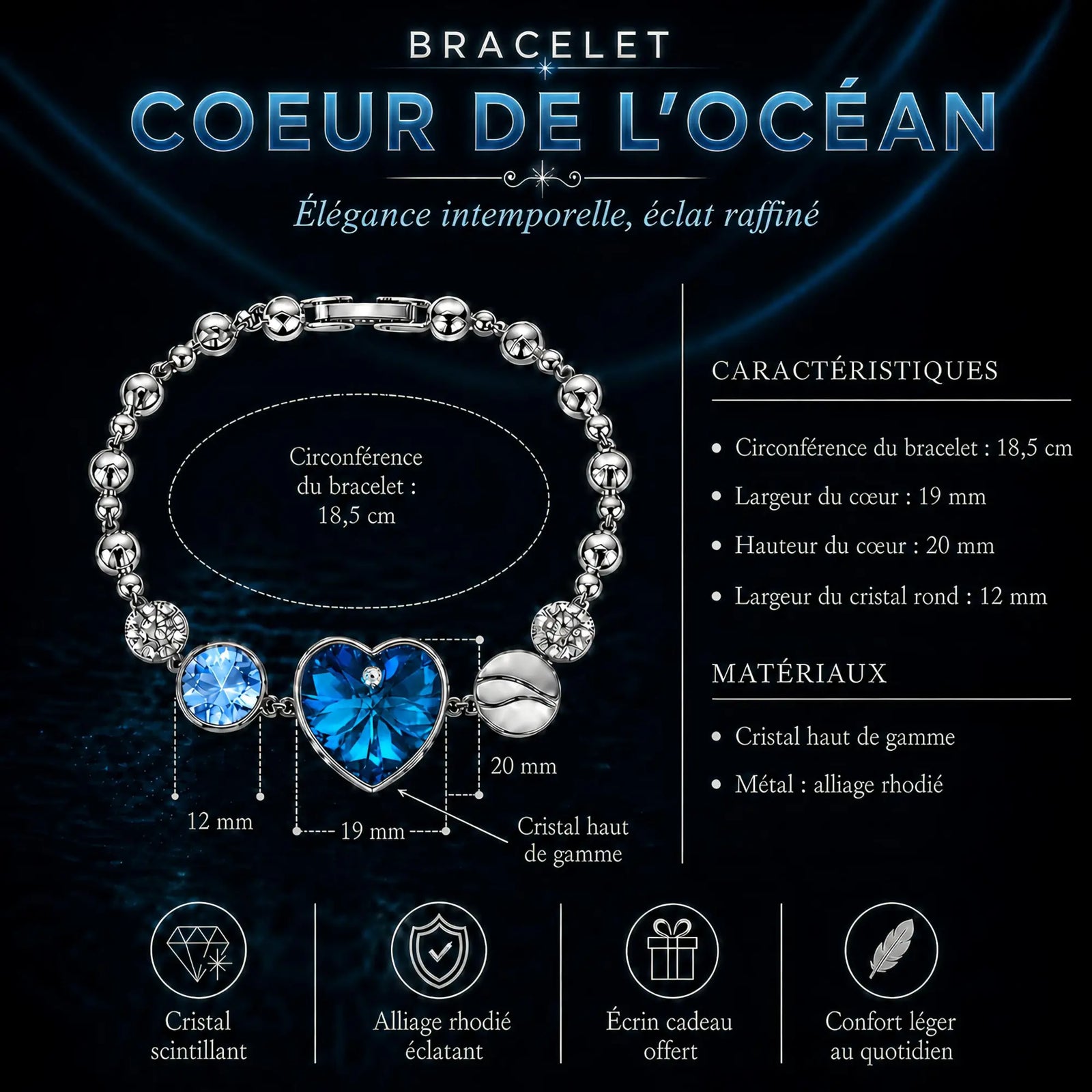 Fiche technique du Bracelet Coeur de l'Océan