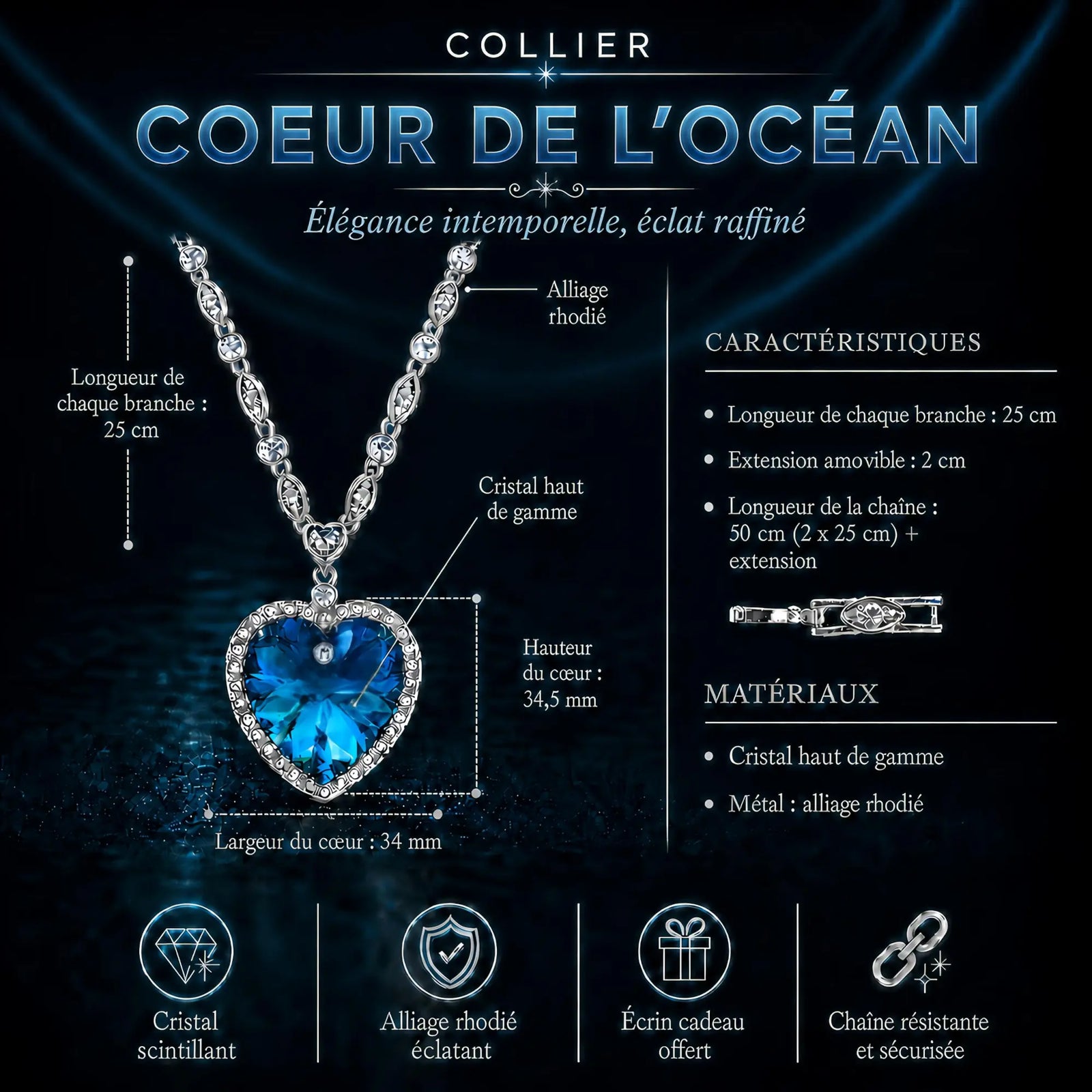 La fiche technique du Collier Coeur de l'Océan