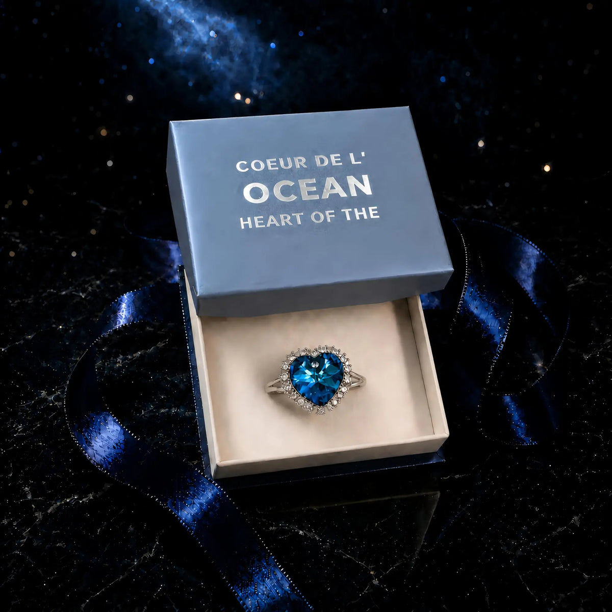Bague Coeur de l'Océan dans son écrin cadeau