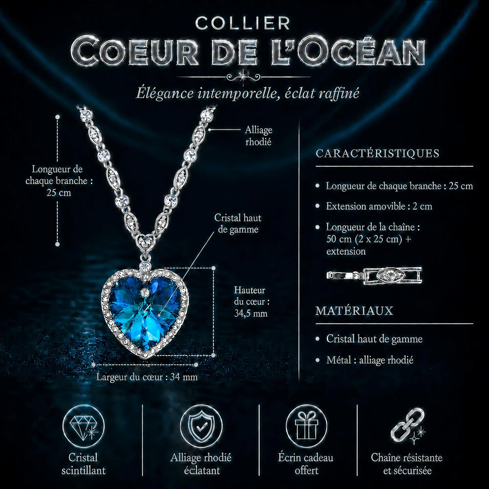 La fiche technique du Collier Coeur de l'Océan 